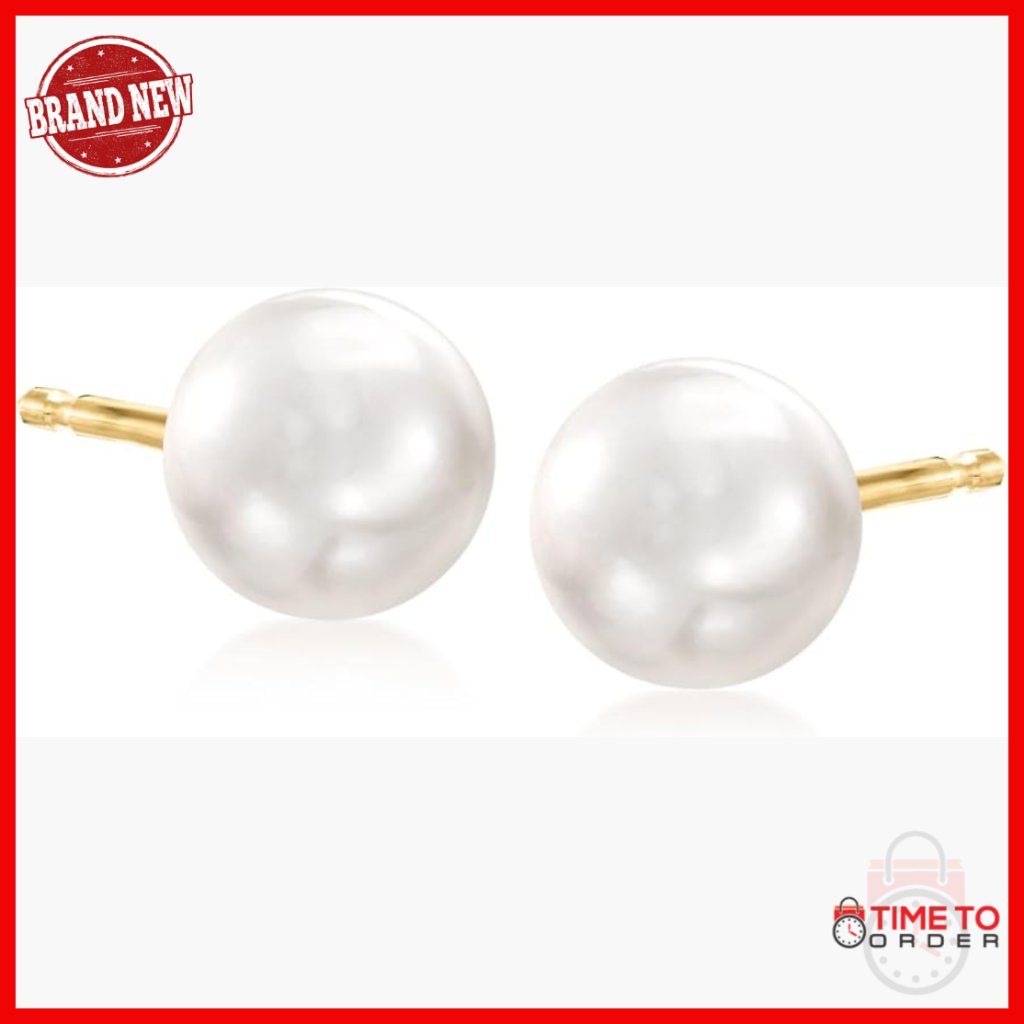 7-8mm Cultured Pearl Stud Earrings In 14kt Yellow Gold